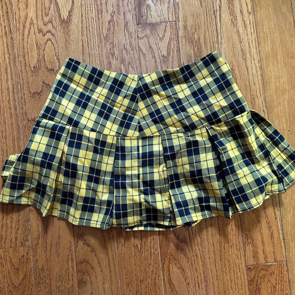 Cher from Clueless Plaid Yellow and Black Pleated Mini Skirt